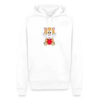 HAMSTER - HERZ - LIEBE - LOVE - TIERLIEB - TIER - Männer Premium Bio Hoodie - Weiß - Vorne - Nico (187cm)