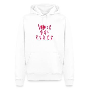 SGN 06 25 2022 1656163867079LOVE & PEACE - Männer Premium Bio Hoodie - Weiß - Vorne - Nico (187cm)