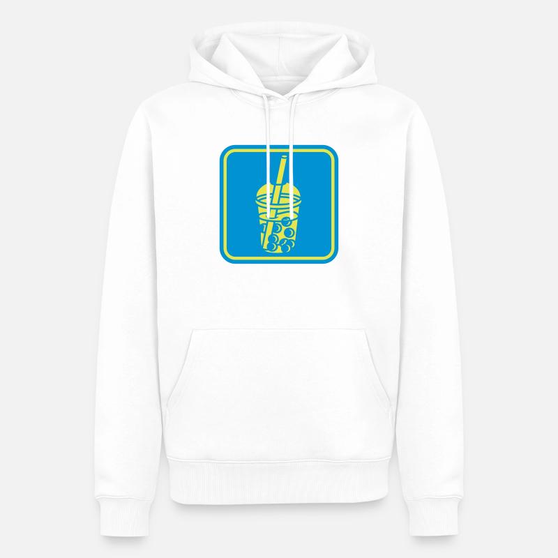 Schild Bubble Tea Button - Männer Premium Bio Hoodie - Weiß