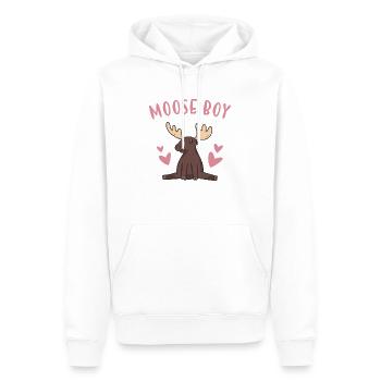 Elk Moose Boy Moose - Men’s Premium Organic Hoodie - white - Front - Nico (187cm)