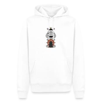 NILPFERD - FLUSSPFERD - HIPPO - KAPITÄN - BOOT - Männer Premium Bio Hoodie - Weiß - Vorne - Nico (187cm)