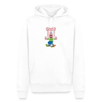 SCHWEIN - SKATEBOARD - TIER - TIERISCH - SPORT - Männer Premium Bio Hoodie - Weiß - Vorne - Nico (187cm)