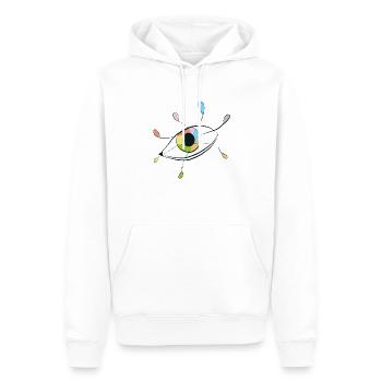 IKONE ZUM WAHNSINN - Männer Premium Bio Hoodie - Weiß - Vorne - Nico (187cm)