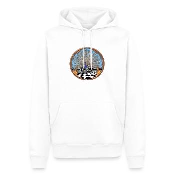Paon sur un fond abstrait à l’infini - Sweat à capuche Premium bio Homme - blanc - Devant - Nico (187cm)