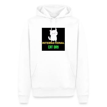 Journée internationale du chat 2022 - Sweat à capuche Premium bio Homme - blanc - Devant - Nico (187cm)