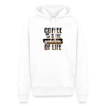 Coffee is the gasoline of Life - Männer Premium Bio Hoodie - Weiß - Vorne - Nico (187cm)