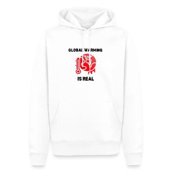 Le réchauffement climatique est réel - Sweat à capuche Premium bio Homme - blanc - Devant - Nico (187cm)