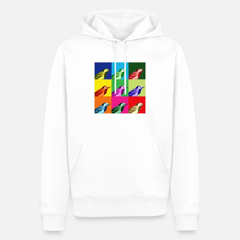 Bachstelze Profil Popart Kunst - Männer Premium Bio Hoodie - Weiß