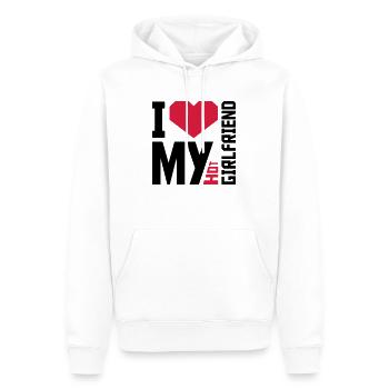 J’aime ma petite amie - Sweat à capuche Premium bio Homme - blanc - Devant - Nico (187cm)