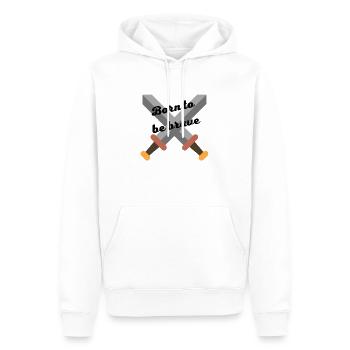 Logo épée, born to be brave - Sweat à capuche Premium bio Homme - blanc - Devant - Nico (187cm)