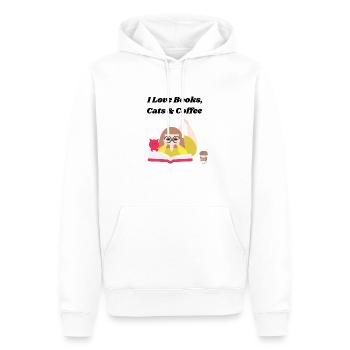 I love books, coffee and cats - Men’s Premium Organic Hoodie - white - Front - Nico (187cm)