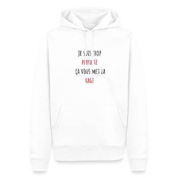 je suis trop parfaite ça vous met la rage - Sweat à capuche Premium bio Homme - blanc - Devant - Nico (187cm)