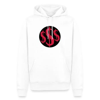 Rich 3 Dollar Sign - Men’s Premium Organic Hoodie - white - Front - Nico (187cm)