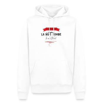c'est parce que la nuit tombe que le ciel est bleu - Sweat à capuche Premium bio Homme - blanc - Devant - Nico (187cm)