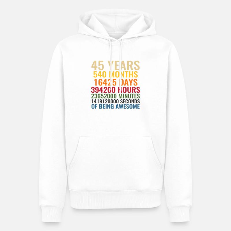 45 ans - Sweat à capuche Premium bio Homme - blanc