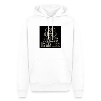Fitness is my Life - Männer Premium Bio Hoodie - Weiß - Vorne - Nico (187cm)