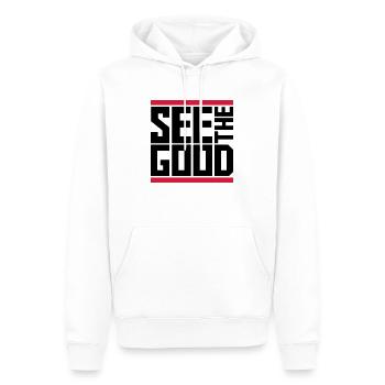 voir la bonne citation - Sweat à capuche Premium bio Homme - blanc - Devant - Nico (187cm)