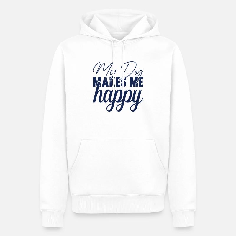 Mon chien me rend heureux - Sweat à capuche Premium bio Homme - blanc