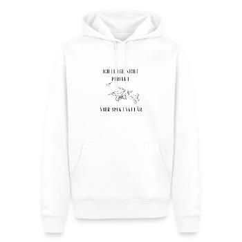 Ich fliege nicht Perfekt aber Spektakulär. Drohnen - Männer Premium Bio Hoodie - Weiß - Vorne - Nico (187cm)