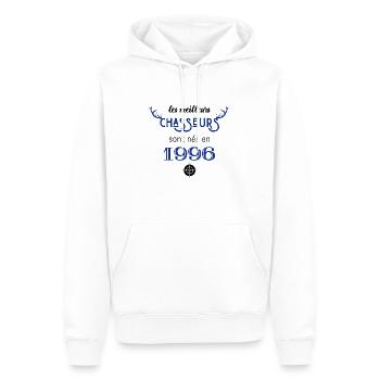 Anniversaire chasseur 1996 - Sweat à capuche Premium bio Homme - blanc - Devant - Nico (187cm)