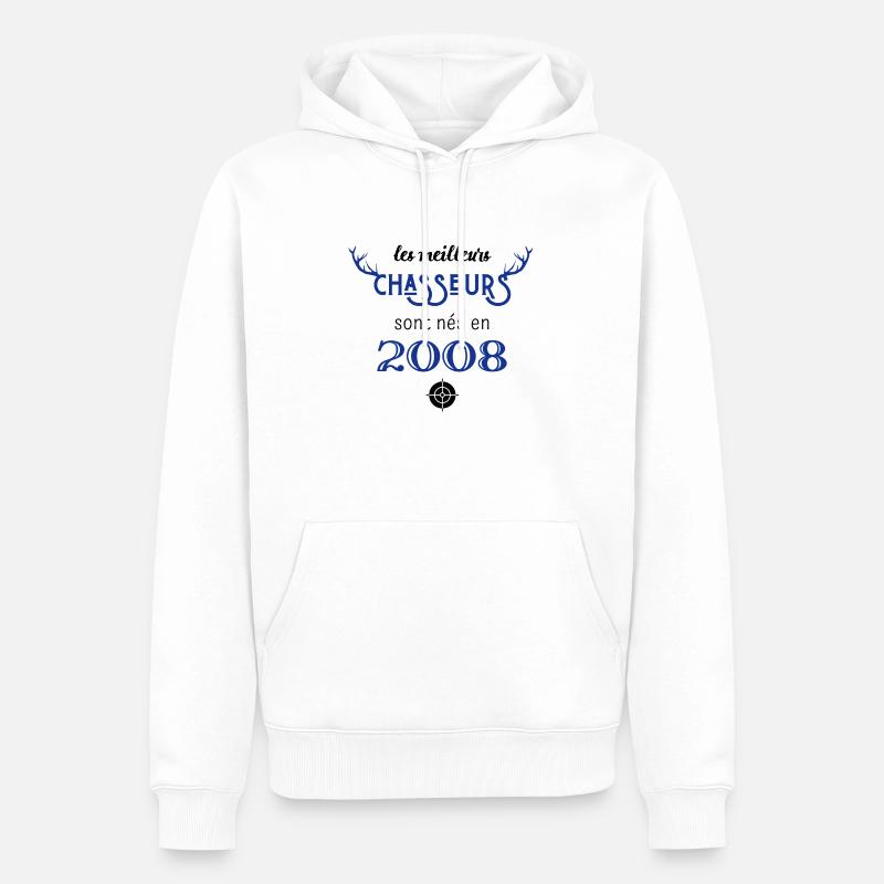 Anniversaire chasseur 2008 - Sweat à capuche Premium bio Homme - blanc