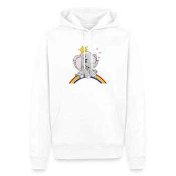Joyeux bébé éléphant assis sur un arc-en-ciel - Sweat à capuche Premium bio Homme - blanc - Devant - Nico (187cm)