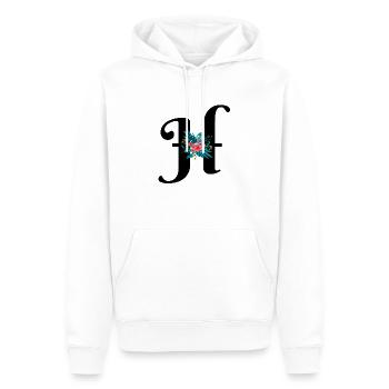 Buchstabe H geblüht - Männer Premium Bio Hoodie - Weiß - Vorne - Nico (187cm)