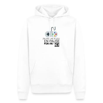 JEU EN PAUSE - Sweat à capuche Premium bio Homme - blanc - Devant - Nico (187cm)