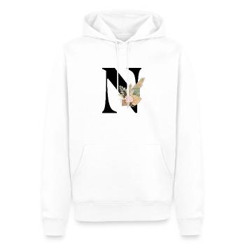 Buchstabe N Blumen - Männer Premium Bio Hoodie - Weiß - Vorne - Nico (187cm)