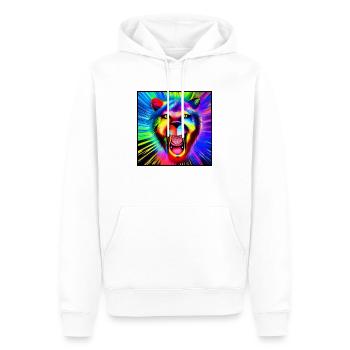 colorful cool lion shows his teeth at the party - Men’s Premium Organic Hoodie - white - Front - Nico (187cm)