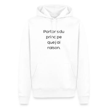 Tee-shirt marrant | Idée cadeau femme - Sweat à capuche Premium bio Homme - blanc - Devant - Nico (187cm)