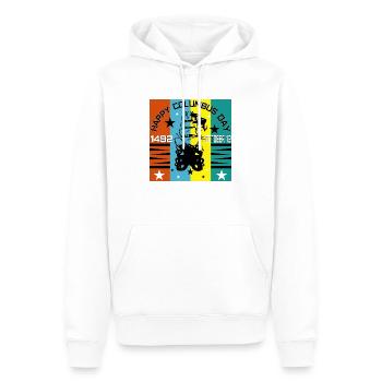 Jour de Christophe Colomb - Sweat à capuche Premium bio Homme - blanc - Devant - Nico (187cm)
