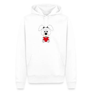 HUND - LIEBE - LOVE - HERZ - TIERLIEB - VERLIEBT - Männer Premium Bio Hoodie - Weiß - Vorne - Nico (187cm)