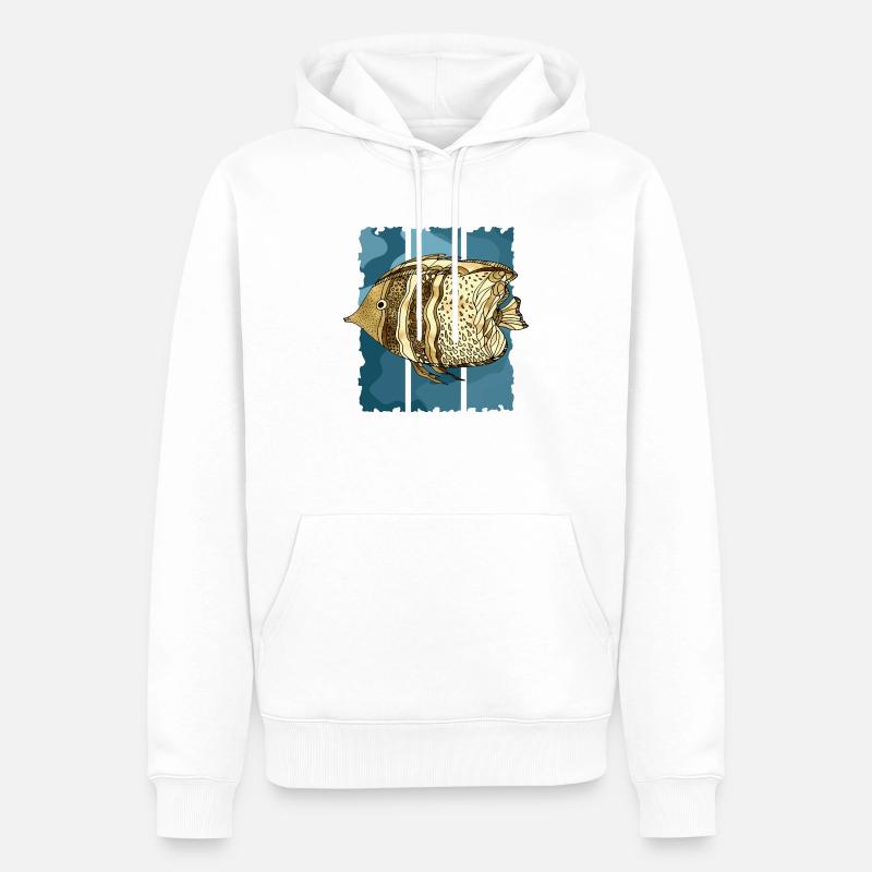 Poisson - Sweat à capuche Premium bio Homme - blanc