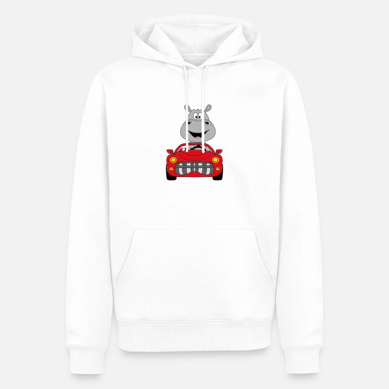 NILPFERD - FLUSSPFERD - HIPPO - AUTO - TIERISCH - Männer Premium Bio Hoodie - Weiß