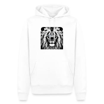 BLACK AND WHITE LION GOD - Men’s Premium Organic Hoodie - white - Front - Nico (187cm)