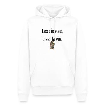 Les siestes c’est la vie - Sweat à capuche Premium bio Homme - blanc - Devant - Nico (187cm)