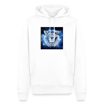 SURREALER LÖWE 2 - Männer Premium Bio Hoodie - Weiß - Vorne - Nico (187cm)