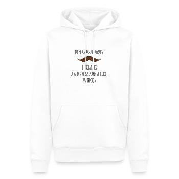 Barbe- humour - Sweat à capuche Premium bio Homme - blanc - Devant - Nico (187cm)