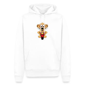 ERDMÄNNCHEN - MOTORRAD - TIER - KIND - BABY - Männer Premium Bio Hoodie - Weiß - Vorne - Nico (187cm)
