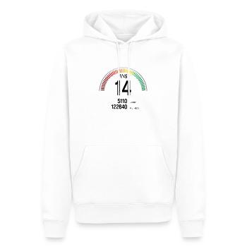 Anniversaire 14 ans Compteur - Sweat à capuche Premium bio Homme - blanc - Devant - Nico (187cm)