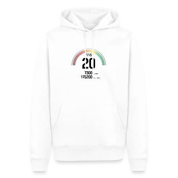 Anniversaire 20 ans Compteur - Sweat à capuche Premium bio Homme - blanc - Devant - Nico (187cm)