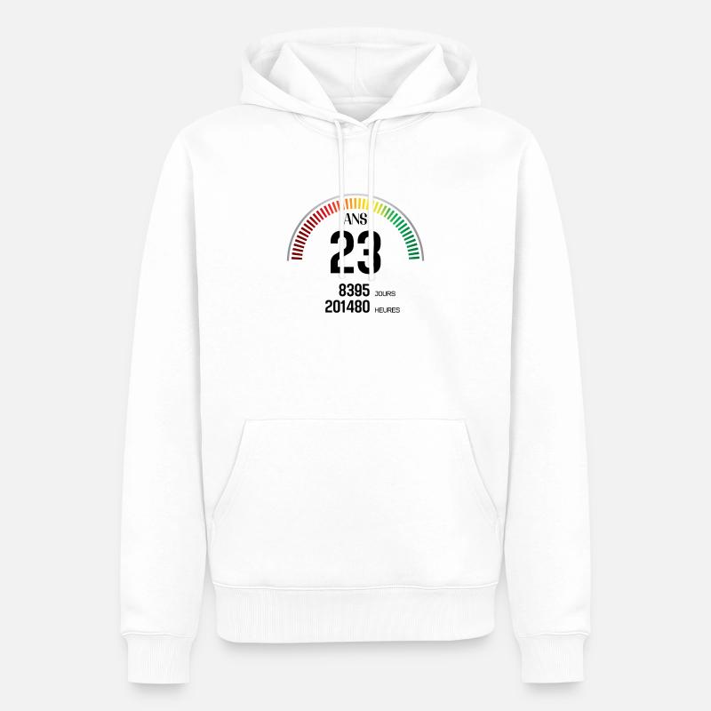 Anniversaire 23 ans Compteur - Sweat à capuche Premium bio Homme - blanc