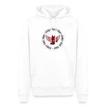 Emily’s Rock Show - Texte noir et journal de texte blanc - Sweat à capuche Premium bio Homme - blanc - Devant - Nico (187cm)