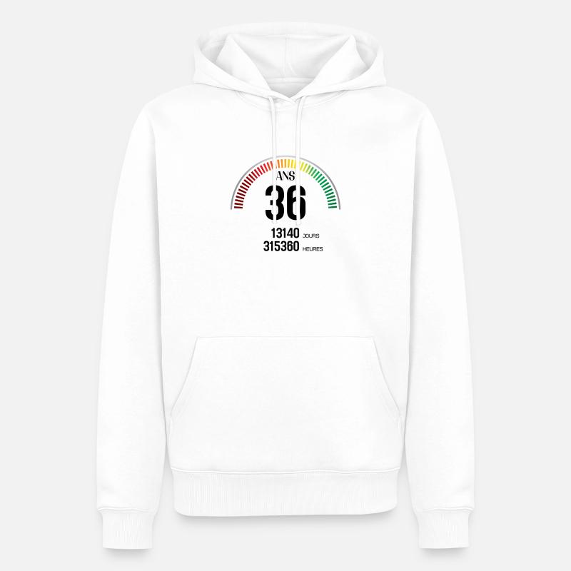 Anniversaire 36 ans Compteur - Sweat à capuche Premium bio Homme - blanc