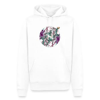 Muster Kreis mit Blättern und Punkten - Männer Premium Bio Hoodie - Weiß - Vorne - Nico (187cm)