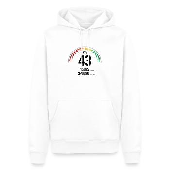 Anniversaire 43 ans Compteur - Sweat à capuche Premium bio Homme - blanc - Devant - Nico (187cm)