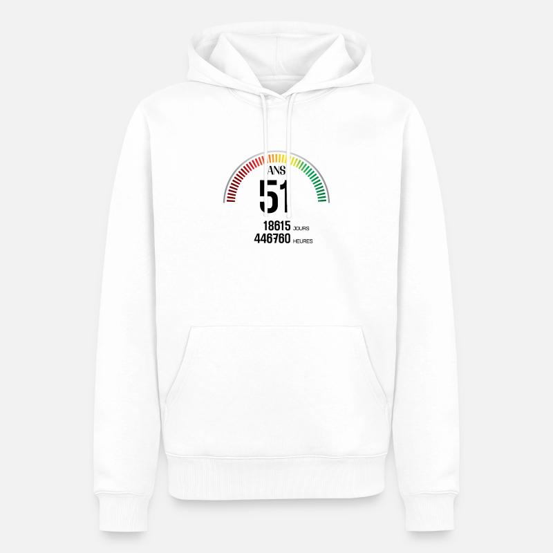 Anniversaire 51 ans Compteur - Sweat à capuche Premium bio Homme - blanc
