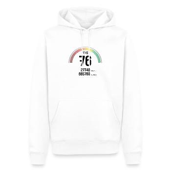 Anniversaire 76 ans Compteur - Sweat à capuche Premium bio Homme - blanc - Devant - Nico (187cm)