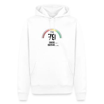 Anniversaire 79 ans Compteur - Sweat à capuche Premium bio Homme - blanc - Devant - Nico (187cm)